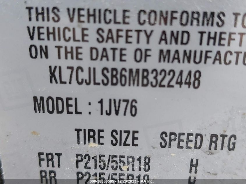 2021 CHEVROLET TRAX 1LT - KL7CJLSB6MB322448