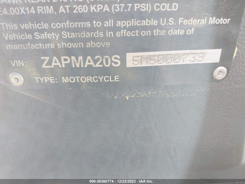 2021 PIAGGIO BV 350 ZAPMA20S5M5000739