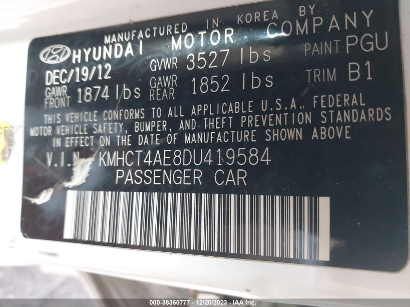 2013 HYUNDAI ACCENT GLS - KMHCT4AE8DU419584