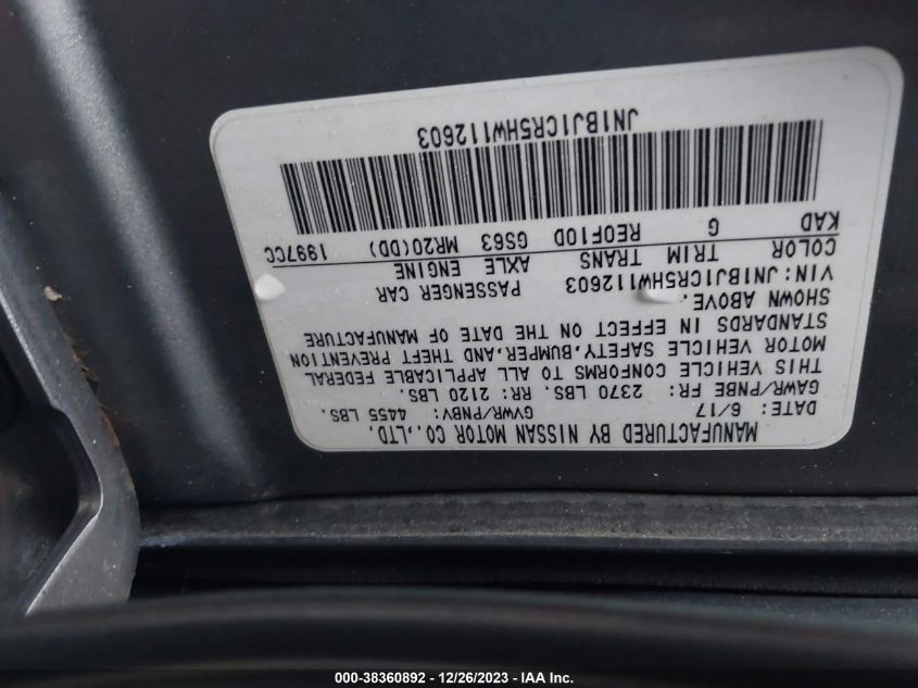 2017 NISSAN ROGUE SPORT S/SV/SL - JN1BJ1CR5HW112603