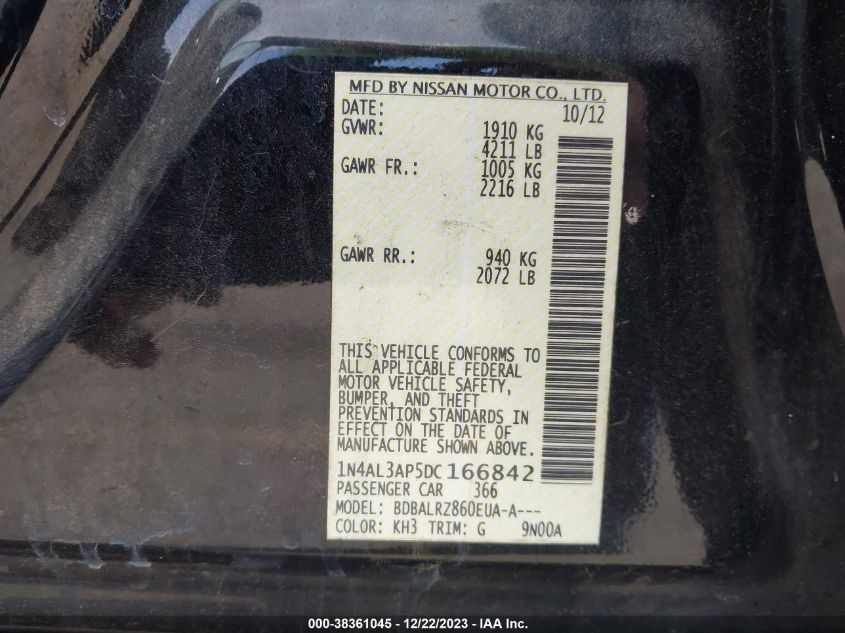 2013 NISSAN ALTIMA 2.5 S - 1N4AL3AP5DC166842