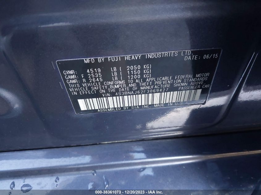 2015 SUBARU LEGACY 2.5I LIMITED - 4S3BNAJ62F3069427