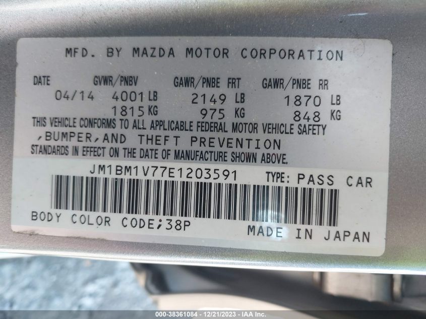 2014 MAZDA MAZDA3 I TOURING - JM1BM1V77E1203591