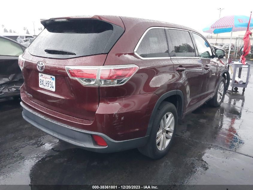 2016 TOYOTA HIGHLANDER LE - 5TDZARFH4GS017798