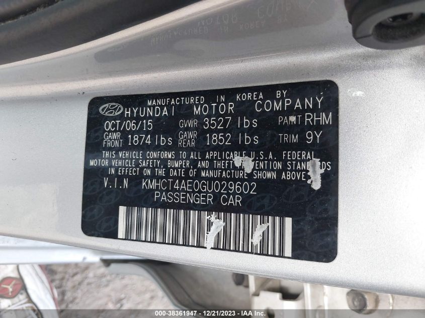 2016 HYUNDAI ACCENT SE - KMHCT4AE0GU029602
