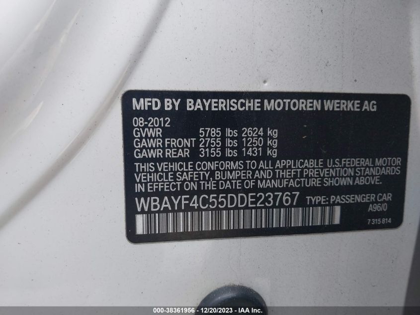 2013 BMW 740LI XDRIVE WBAYF4C55DDE23767