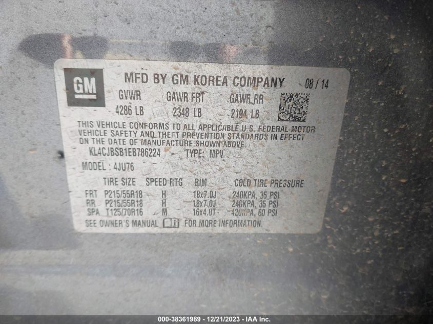 2014 BUICK ENCORE CONVENIENCE - KL4CJBSB1EB786224