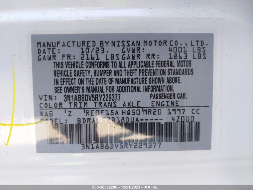 2024 NISSAN SENTRA SR - 3N1AB8DV5RY229377