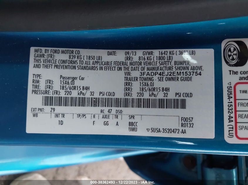 2014 FORD FIESTA SE - 3FADP4EJ2EM153754