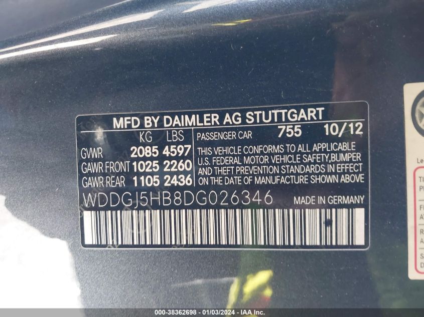 2013 MERCEDES-BENZ C 350 SPORT WDDGJ5HB8DG026346