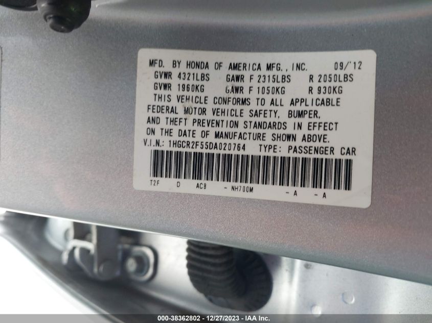 2013 HONDA ACCORD SPORT - 1HGCR2F55DA020764
