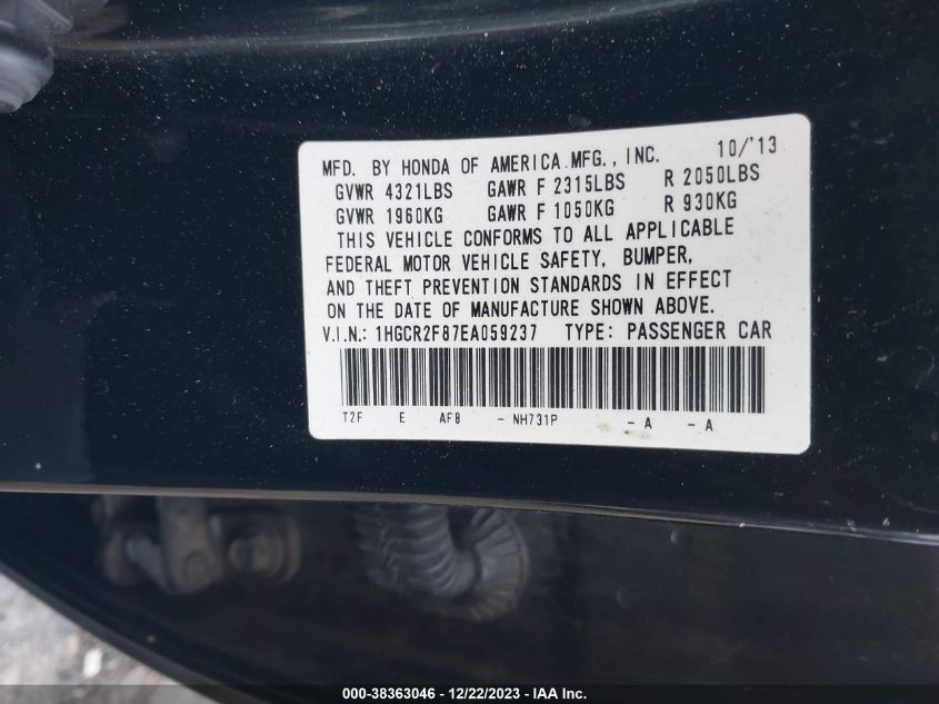 2014 HONDA ACCORD EX-L - 1HGCR2F87EA059237