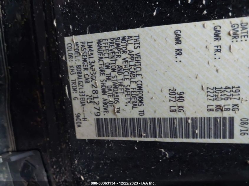 2016 NISSAN ALTIMA 2.5/S/SV/SL/SR - 1N4AL3AP3GC281279