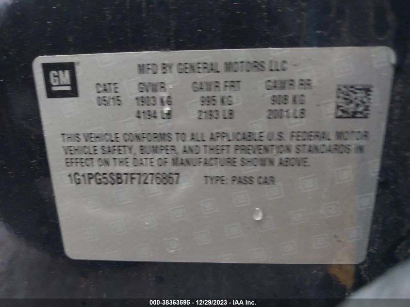 2015 CHEVROLET CRUZE LTZ - 1G1PG5SB7F7276867