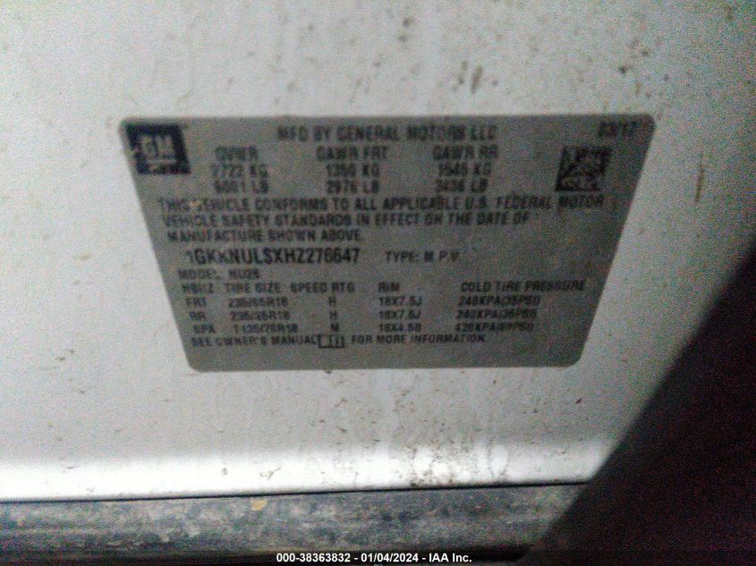 2017 GMC ACADIA SLT-1 - 1GKKNULSXHZ276647