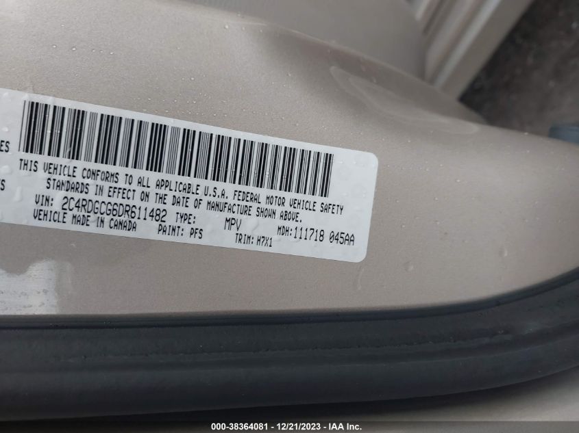 2013 DODGE GRAND CARAVAN SXT - 2C4RDGCG6DR611482