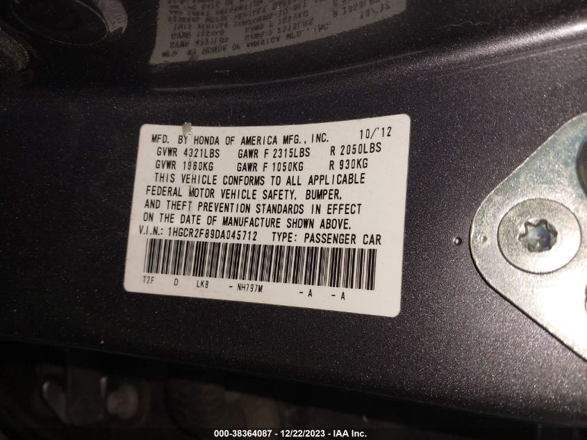 2013 HONDA ACCORD EX-L - 1HGCR2F89DA045712