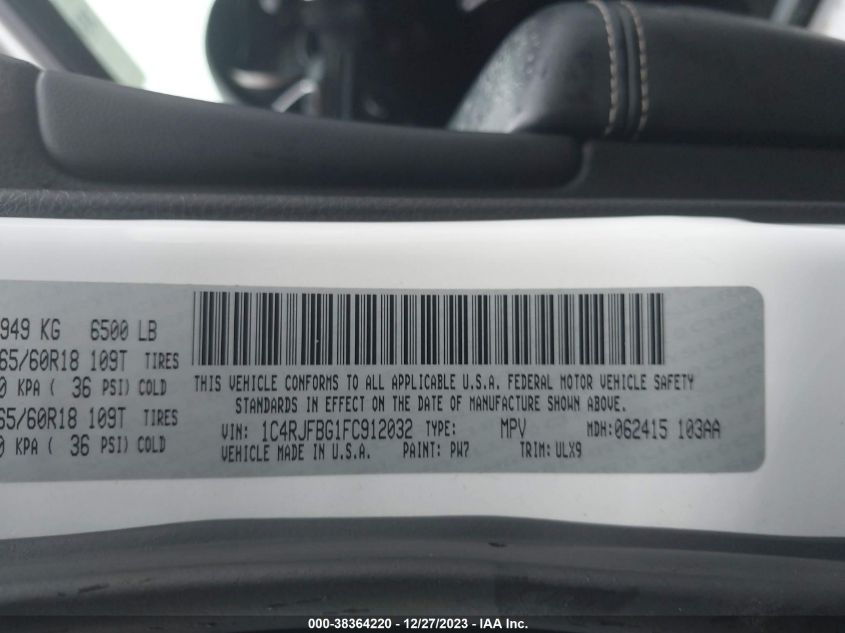 2015 JEEP GRAND CHEROKEE LIMITED - 1C4RJFBG1FC912032