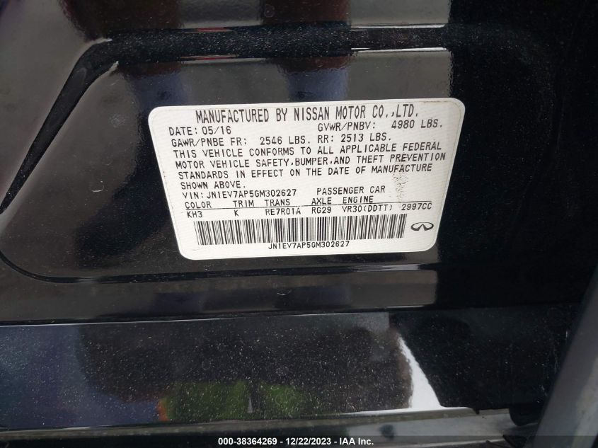 2016 INFINITI Q50 3.0T PREMIUM - JN1EV7AP5GM302627