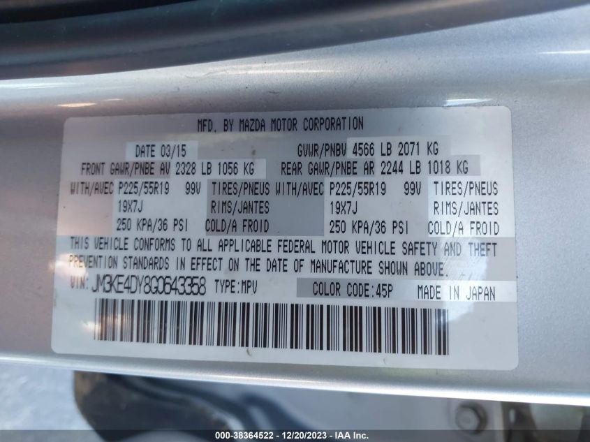 2016 MAZDA CX-5 GRAND TOURING - JM3KE4DY8G0643358