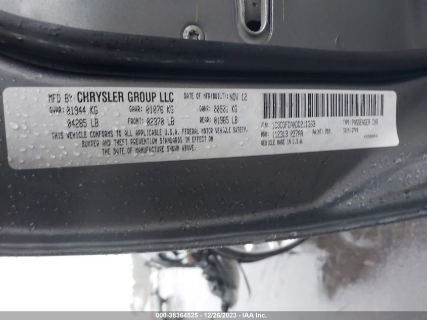 2013 DODGE DART LIMITED/GT - 1C3CDFCAXDD211363