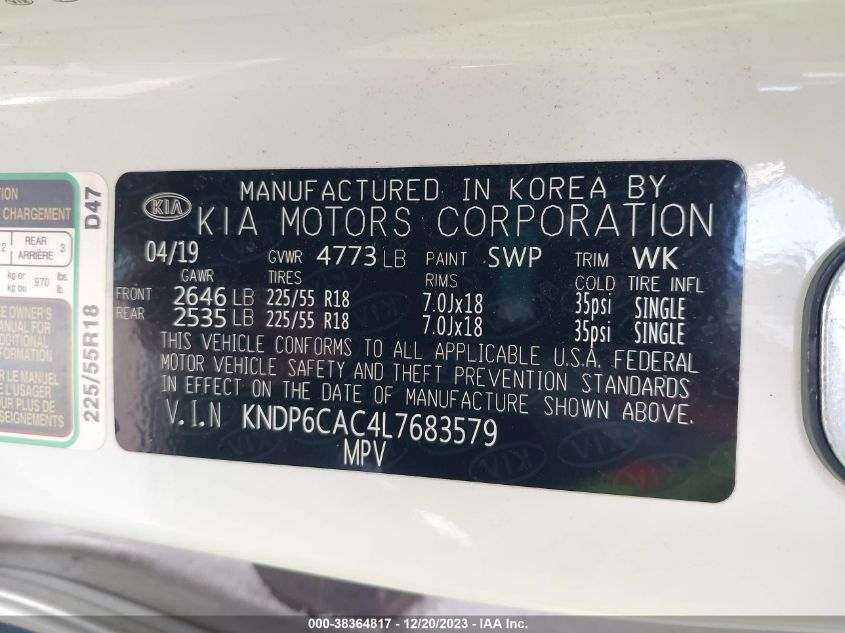 2020 KIA SPORTAGE S - KNDP6CAC4L7683579