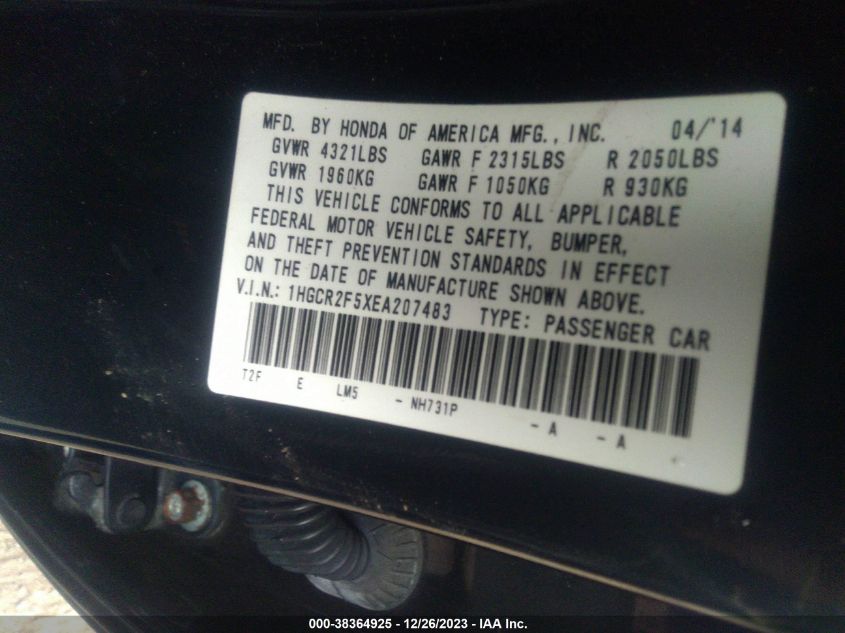 2014 HONDA ACCORD SPORT - 1HGCR2F5XEA207483