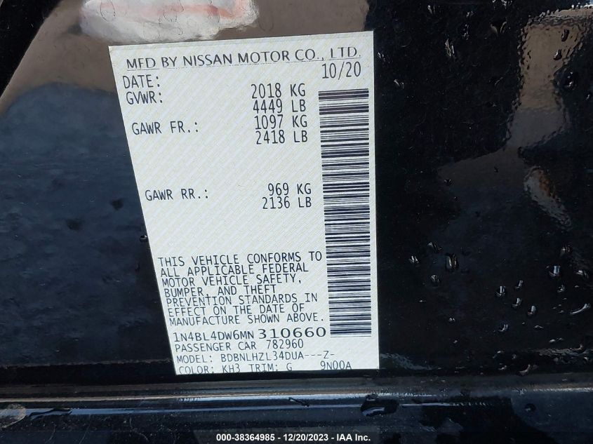 2021 NISSAN ALTIMA SV INTELLIGENT AWD - 1N4BL4DW6MN310660