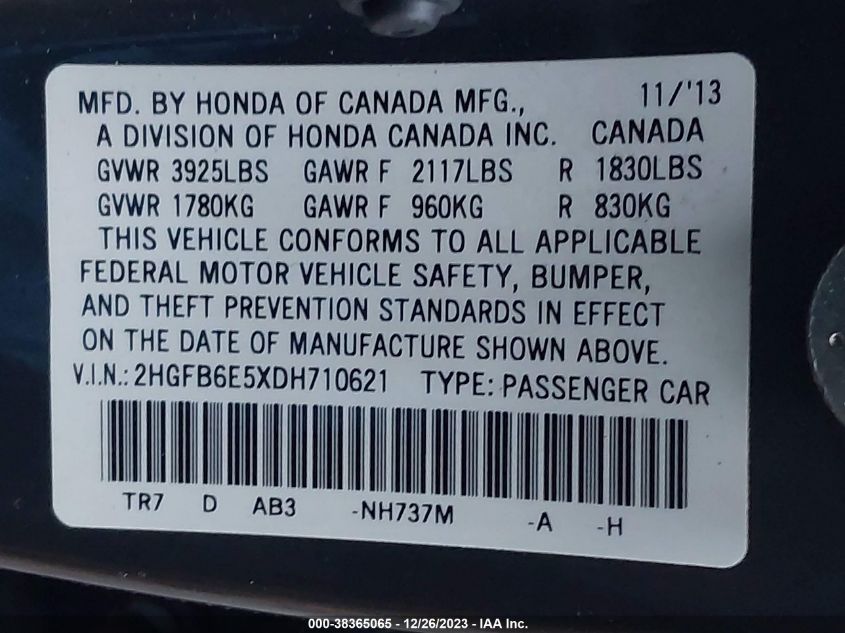 2013 HONDA CIVIC SI - 2HGFB6E5XDH710621