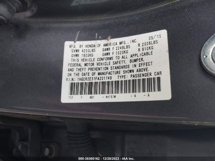 2015 HONDA ACCORD LX - 1HGCR2E31FA201749