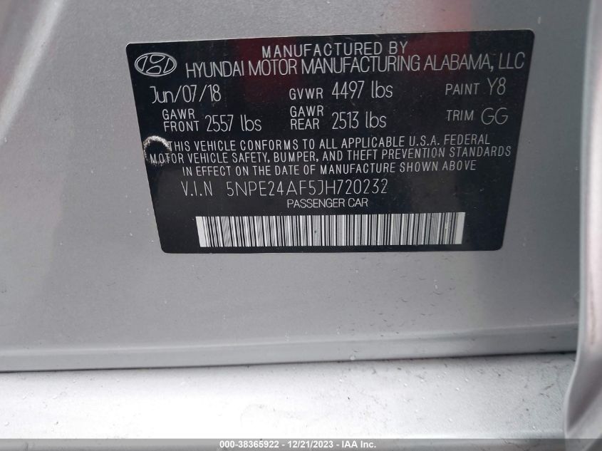 2018 HYUNDAI SONATA SE - 5NPE24AF5JH720232