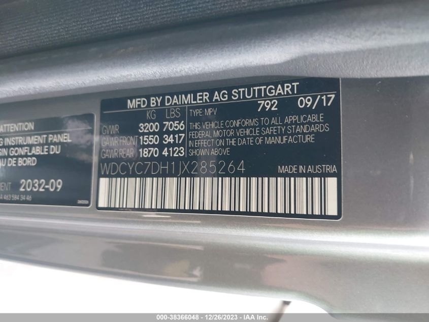2018 MERCEDES-BENZ AMG G 63 4MATIC WDCYC7DH1JX285264