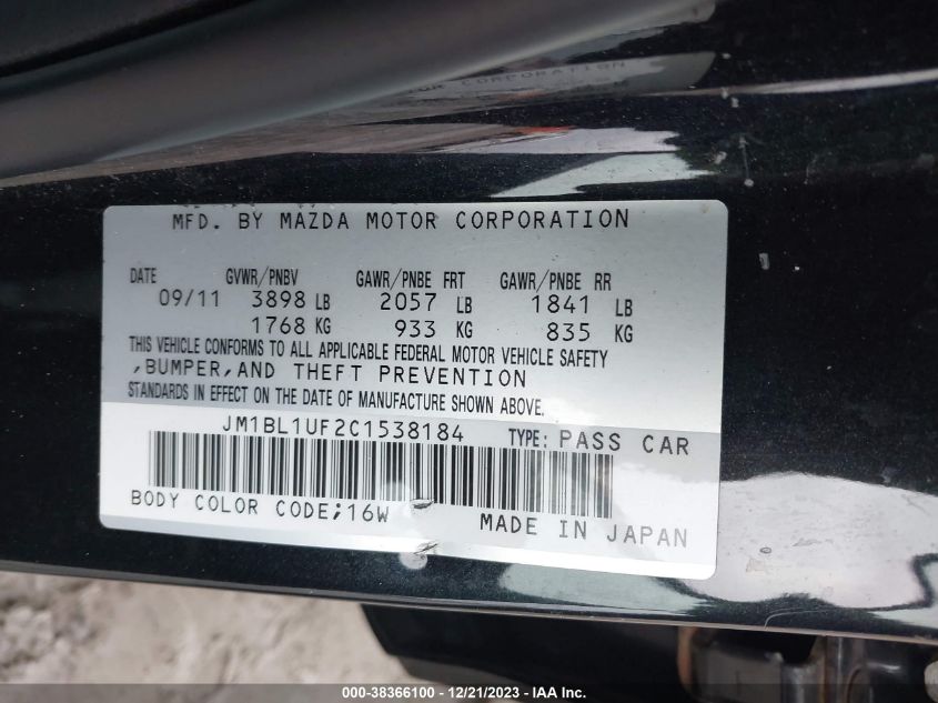 JM1BL1UF2C1538184 | 2012 MAZDA MAZDA3