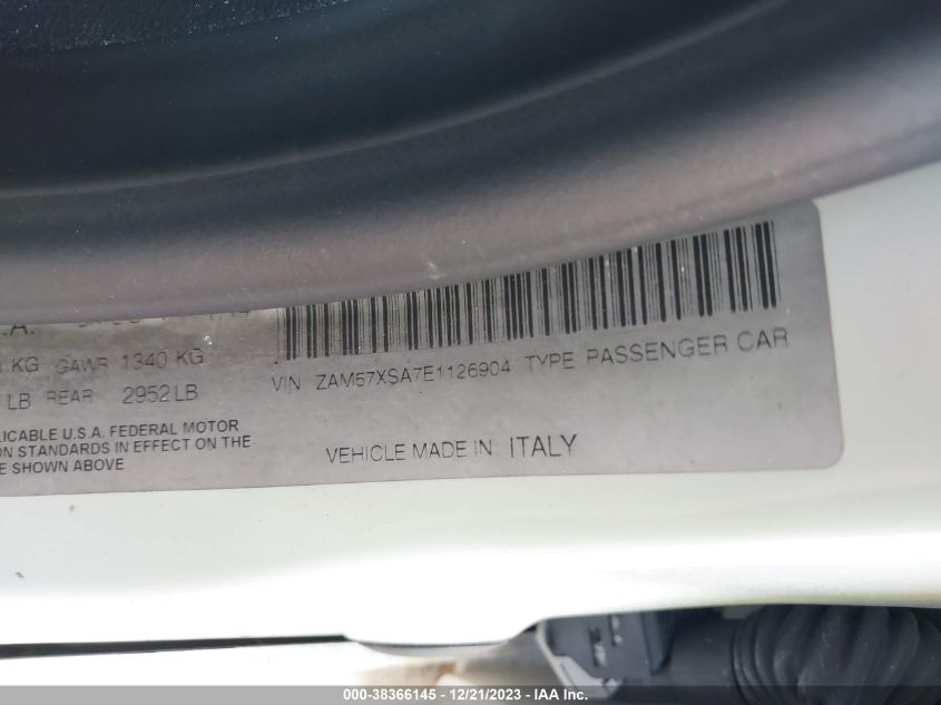 2014 MASERATI GHIBLI ZAM57XSA7E1126904