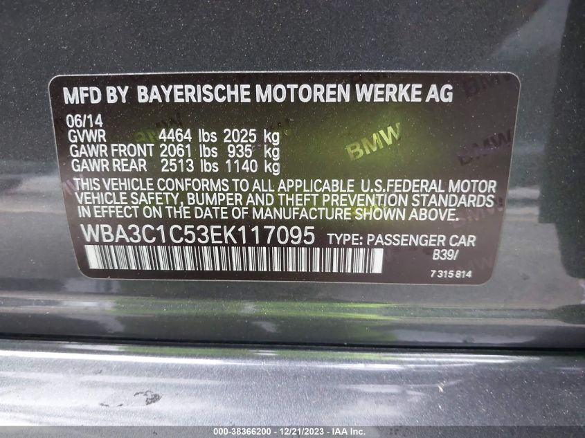 2014 BMW 328I - WBA3C1C53EK117095