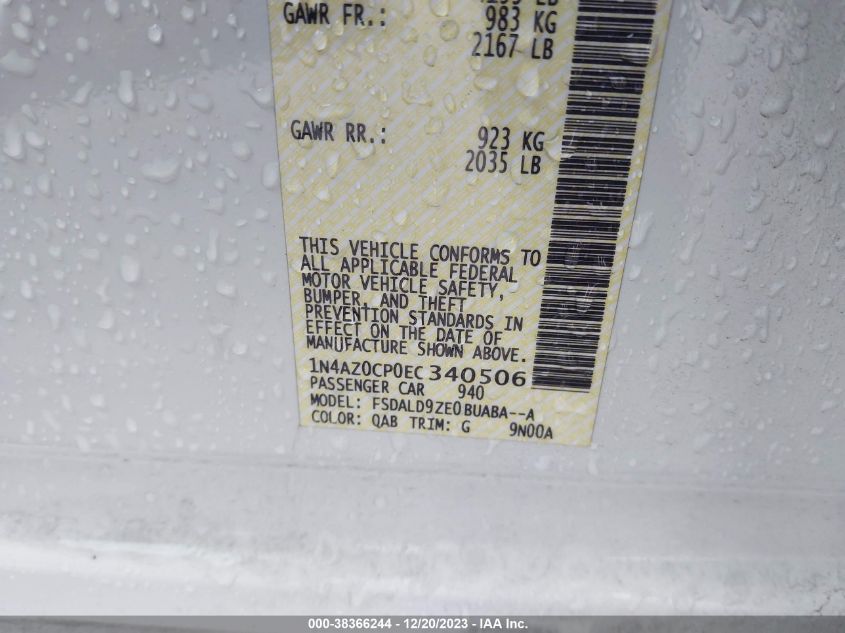 2014 NISSAN LEAF SV - 1N4AZ0CP0EC340506