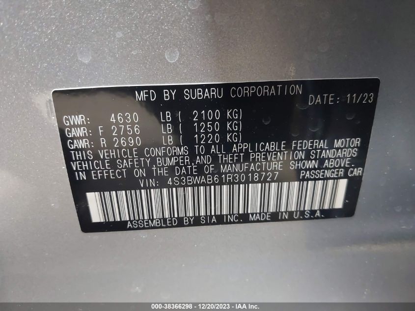 2024 SUBARU LEGACY - 4S3BWAB61R3018727