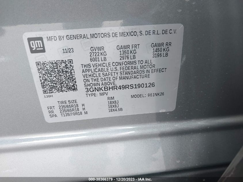2024 CHEVROLET BLAZER 2LT - 3GNKBHR49RS190126