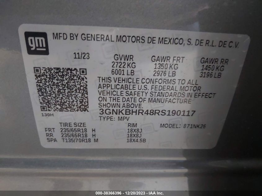 2024 CHEVROLET BLAZER 2LT - 3GNKBHR48RS190117