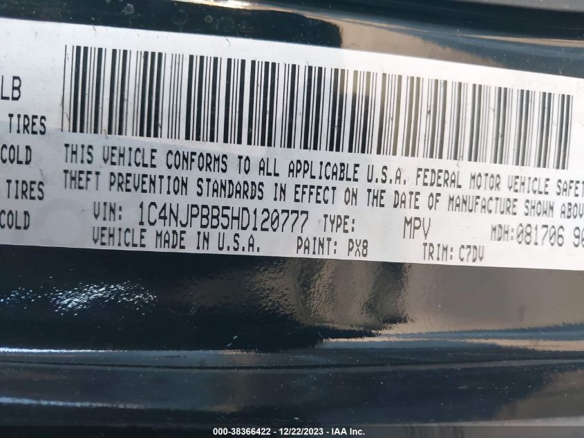 2017 JEEP PATRIOT SPORT - 1C4NJPBB5HD120777