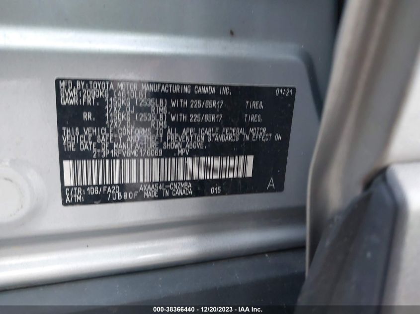 2021 TOYOTA RAV4 XLE - 2T3P1RFV6MC176069