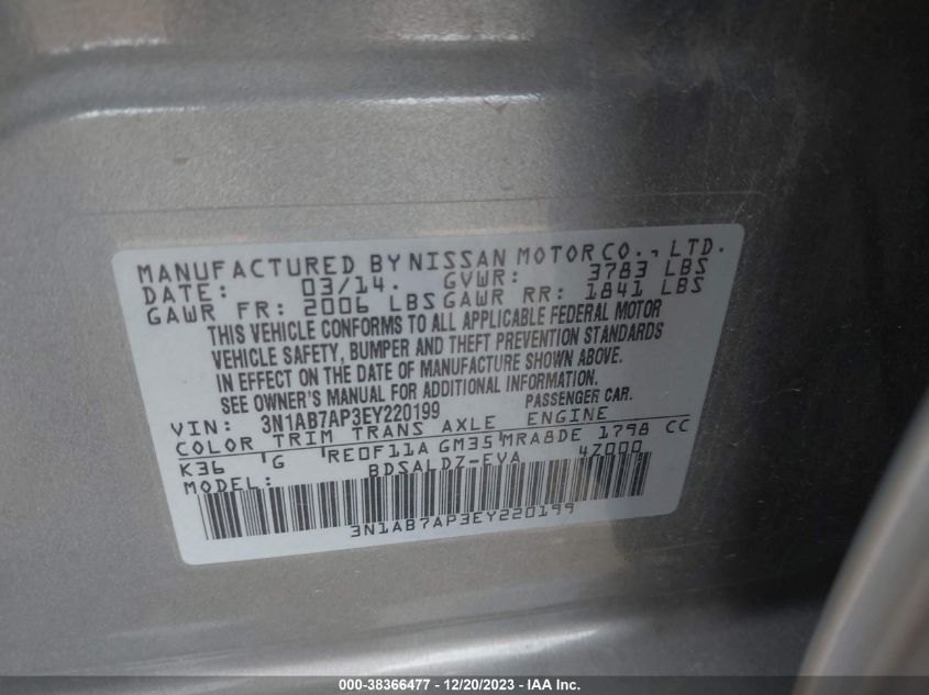 2014 NISSAN SENTRA SV - 3N1AB7AP3EY220199