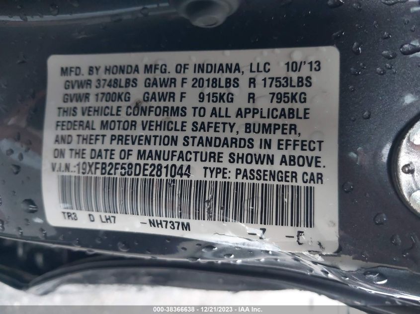 2013 HONDA CIVIC LX - 19XFB2F58DE281044