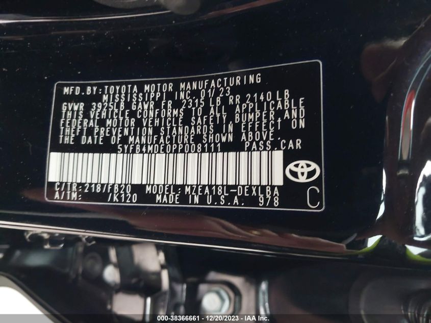 2023 TOYOTA COROLLA LE - 5YFB4MDE0PP008111