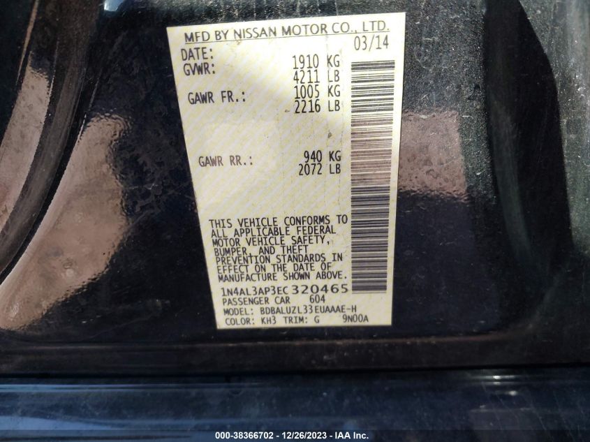 2014 NISSAN ALTIMA 2.5 SV - 1N4AL3AP3EC320465