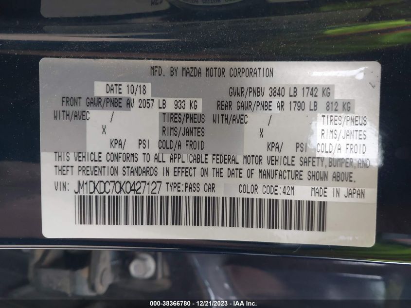 2019 MAZDA CX-3 TOURING - JM1DKDC70K0427127