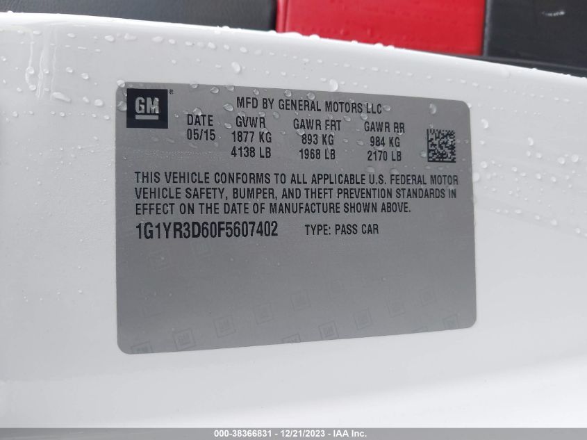 2015 CHEVROLET CORVETTE Z06 2LZ - 1G1YR3D60F5607402