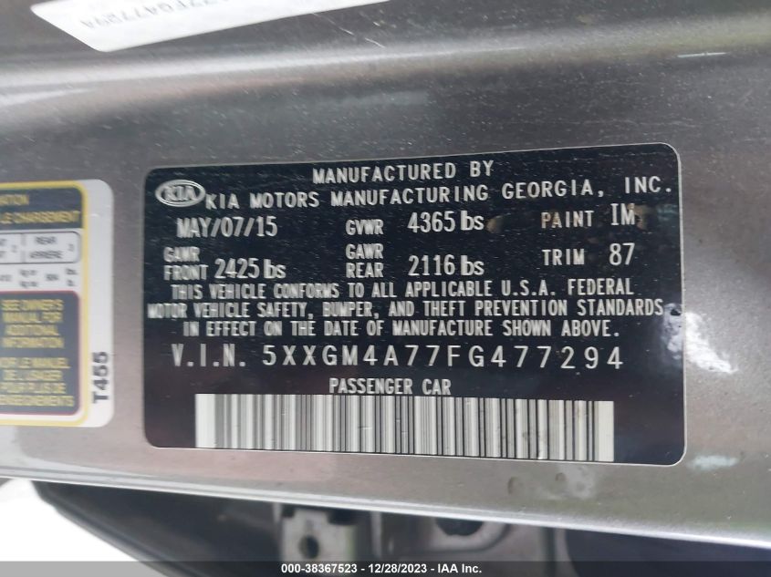 2015 KIA OPTIMA LX - 5XXGM4A77FG477294