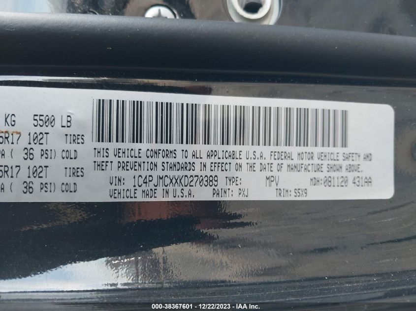 2019 JEEP CHEROKEE LATITUDE 4X4 - 1C4PJMCXXKD270389