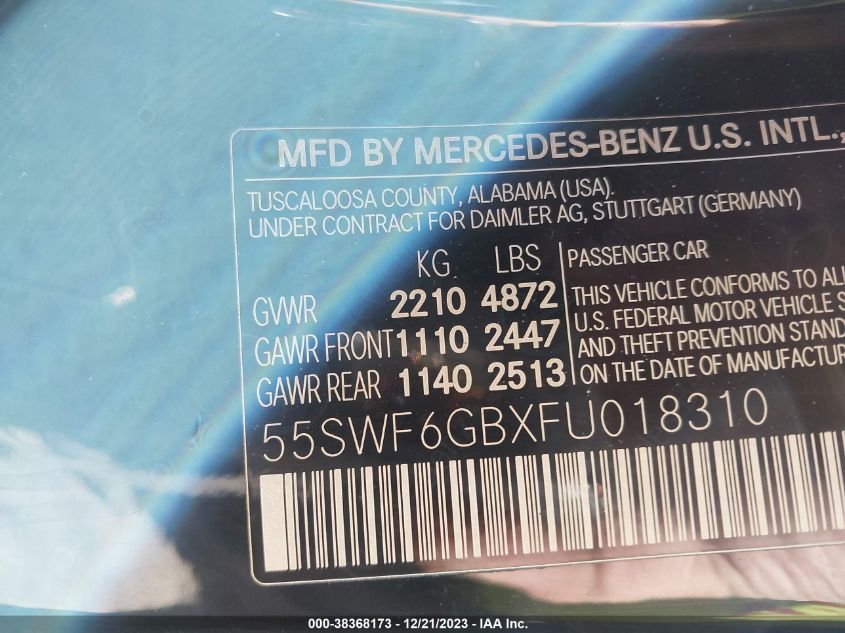 2015 MERCEDES-BENZ C 400 4MATIC - 55SWF6GBXFU018310
